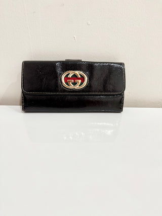 Gucci Patent Leather Large GG Continental Clutch Wallet