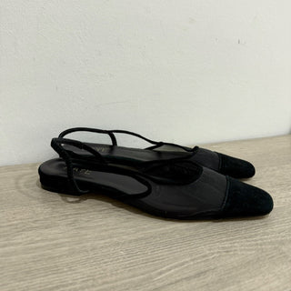 Raye Dorit Mesh Suede Trim Flat Slingback Shoes Black Women's Size 7.5