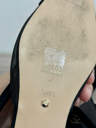 Raye Dorit Mesh Suede Trim Flat Slingback Shoes Black Women's Size 7.5