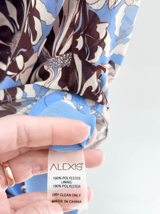 Alexis Sabetta One Shoulder Cutout Maxi Dress Blue Floral Women's Size Small
