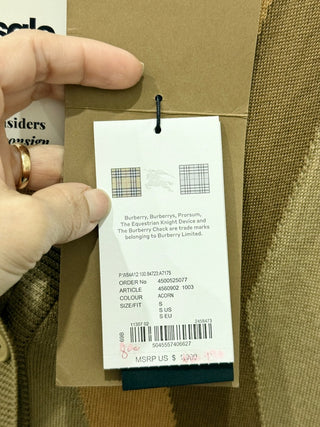 NWT Burberry 100% Wool Sleveless V-Neck Pleated A-Line Midi Dress Light Brown S