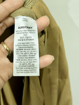 NWT Burberry 100% Wool Sleveless V-Neck Pleated A-Line Midi Dress Light Brown S