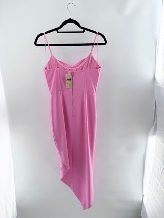 Bardot Leighton Sleeveless Cowl Neck Corset Midi Dress Candy Pink Women's Size 4