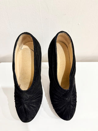 Christian Louboutin Manchon Suede Almond Toe Platform Pumps Black Womens 37