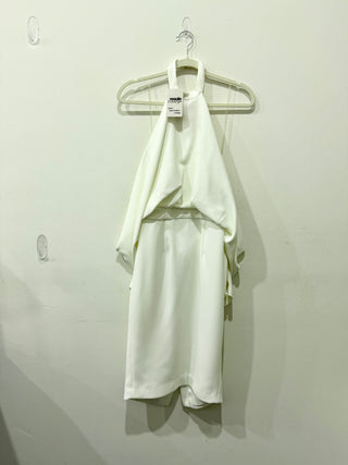 House of CB Camora Draped Cold Shoulder  Knee Length Bodycon Dress White Medium
