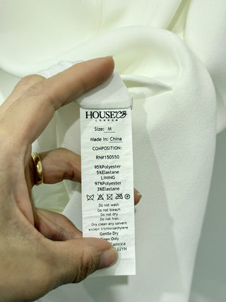 House of CB Camora Draped Cold Shoulder  Knee Length Bodycon Dress White Medium