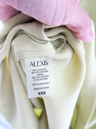NWT Alexis Coralia Quilted-Bodice A-Line Midi Dress Light Green Women's Size XXS