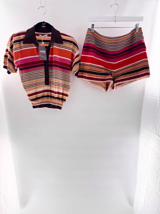 Faithfull the Brand "Sable" Stripe Knit Polo and "Playa" Mini Shorts Set, Shirt - 4 / Shorts - 6