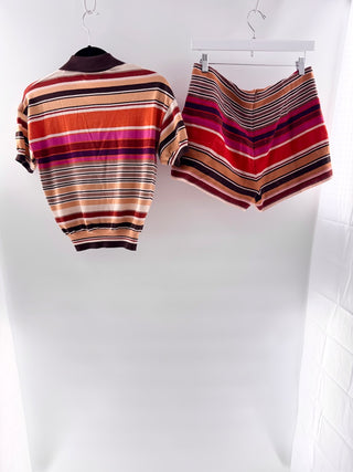 Faithfull the Brand "Sable" Stripe Knit Polo and "Playa" Mini Shorts Set, Shirt - 4 / Shorts - 6