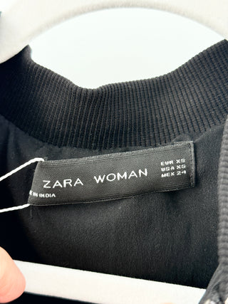 Zara embroidered satin zip up jacket, XS