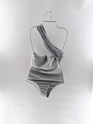Di Croce al mare Braided Over Shoulder One-Piece Swimsuit, M