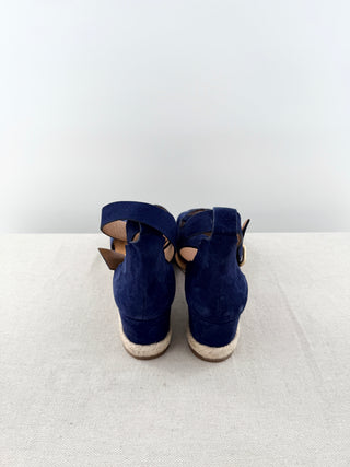 Chloe suede platform raffia wedge sandals, 39