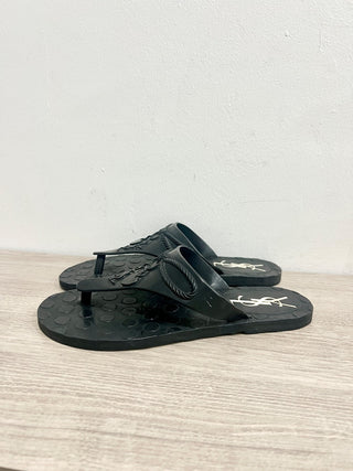 Yves Saint Laurent Rubber Slip On Thong Flip Flop Sandals Black Women's Size 7