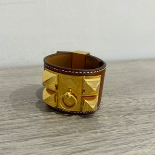 Hermès Collier De Chien Leather and Metal Bracelet Gold *Adjustable
