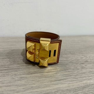 Hermès Collier De Chien Leather and Metal Bracelet Gold *Adjustable