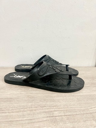 Yves Saint Laurent Rubber Slip On Thong Flip Flop Sandals Black Women's Size 7