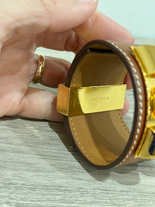 Hermès Collier De Chien Leather and Metal Bracelet Gold *Adjustable