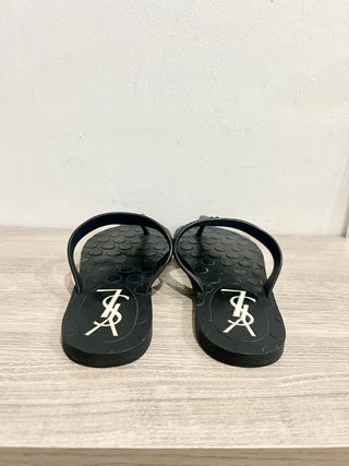 Yves Saint Laurent Rubber Slip On Thong Flip Flop Sandals Black Women's Size 7
