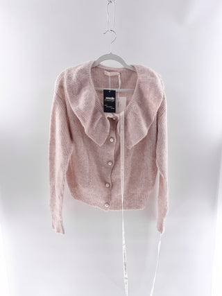 NWT Vita Grace Beloved Long Sleeve Collared Fancy Cardigan Sweater Beige OS