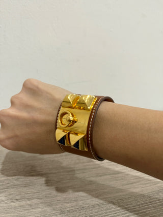 Hermès Collier De Chien Leather and Metal Bracelet Gold *Adjustable
