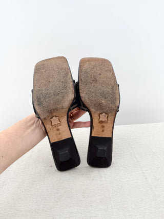 Fendi zucca print logo canvas slide sandals, 7
