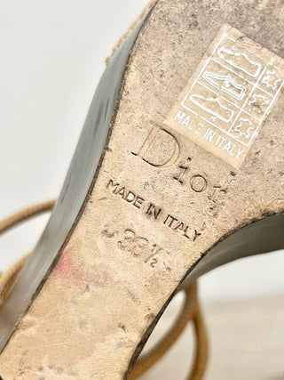 Christian Dior Unique Jade Snake Wedge Heel Sandals Brown/Tan Women's EU 38.5