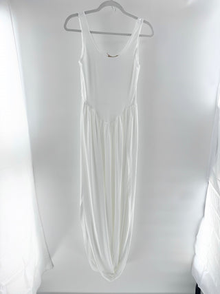 NWT Sierra Darien Sculptural Skirt & Side Slit Draped Maxi Dress White Womens S