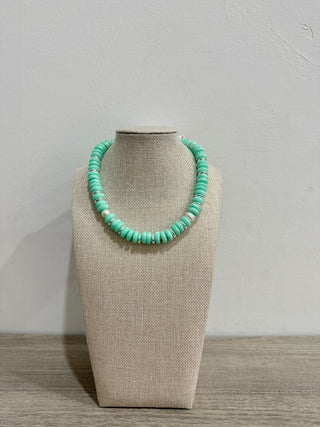 NWT Ettika Saint Tropez Beaded Necklace Seafoam Stone with Silver Plating