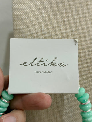 NWT Ettika Saint Tropez Beaded Necklace Seafoam Stone with Silver Plating