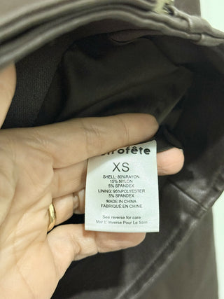 Retrofete puff sleeve moto faux leather jacket, XS
