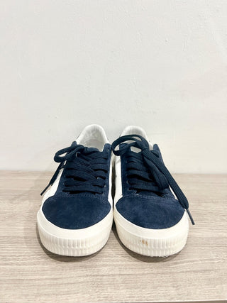 Off-White Low Vulcanized Canvas and Suede Sneakers White/Navy Women's EU 38