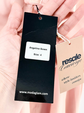 NWT Moda Glam Angelina Oversized Bow Cocktail Gown Petal Pink Women's Size 4