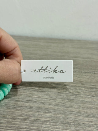 NWT Ettika Saint Tropez Stretch Stack Bracelet Set Seafoam Stone with Silver Plating