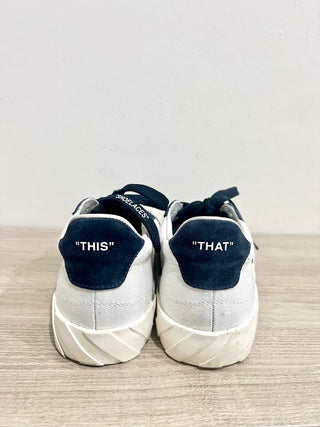 Off-White Low Vulcanized Canvas and Suede Sneakers White/Navy Women's EU 38