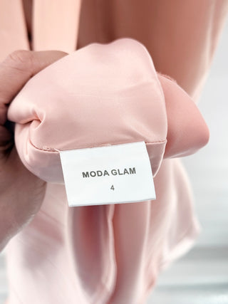 NWT Moda Glam Angelina Oversized Bow Cocktail Gown Petal Pink Women's Size 4