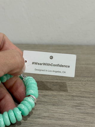 NWT Ettika Saint Tropez Stretch Stack Bracelet Set Seafoam Stone with Silver Plating