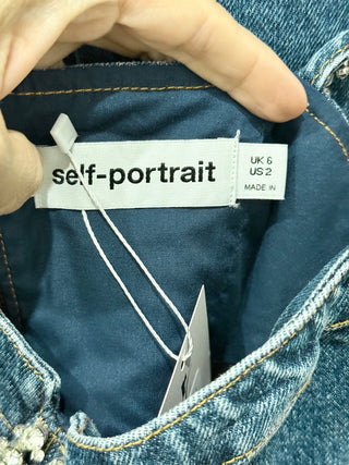 Self Portrait denim crystal embellished set: corset top and jeans, top US 2 / bottom 23 runs large