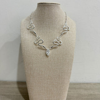 NWT Ettika Serpentina Choker Necklace Clear Crystal with Silver Plating