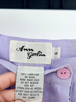Ann Gerlin 100% linen vintage embroidered set top and pants, 6