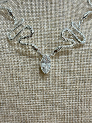 NWT Ettika Serpentina Choker Necklace Clear Crystal with Silver Plating