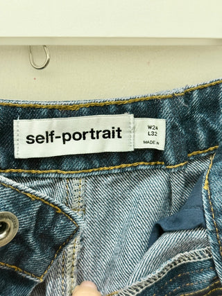Self Portrait denim crystal embellished set: corset top and jeans, top US 2 / bottom 23 runs large