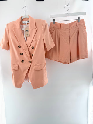 Veronica Beard linen blend set: short sleeve blazer and shorts, 4