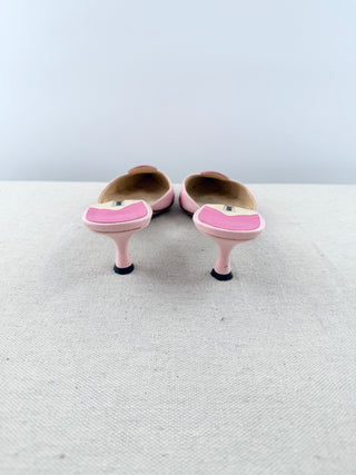 Manolo Blahnik canvas pointy heel mules, 37.5