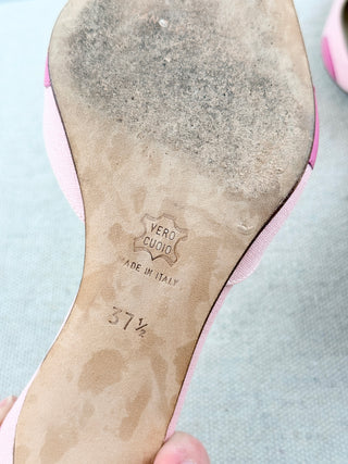 Manolo Blahnik canvas pointy heel mules, 37.5