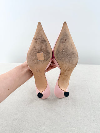 Manolo Blahnik canvas pointy heel mules, 37.5