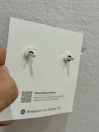 NWT Ettika Santorini Shell Silver Plated Studs Earrings Silver Plated Statement
