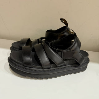 Dr. Martens Blaire Brando Leather Platform Fisherman Sandals Black Womens Size 9