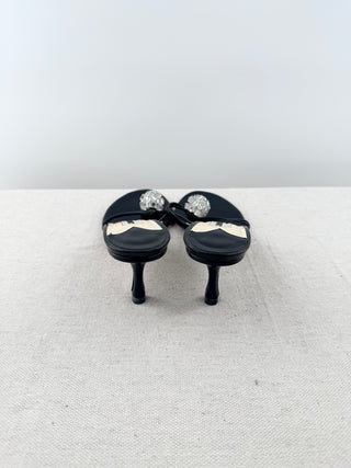 Jimmy Choo leather low heel thong sandal with sparkly detail, 37
