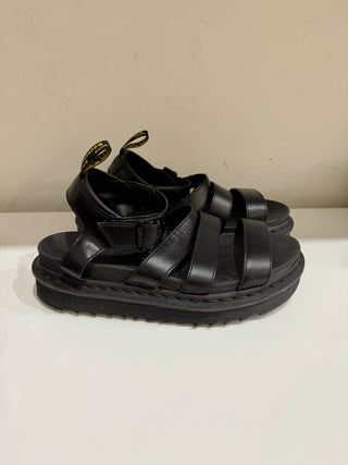 Dr. Martens Blaire Brando Leather Platform Fisherman Sandals Black Womens Size 9