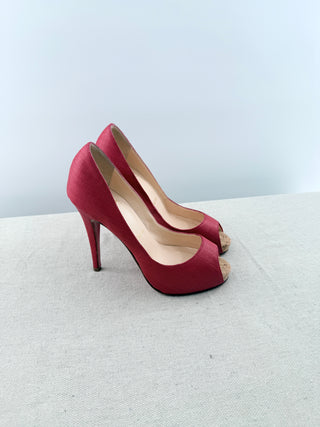 Christian Louboutin leather and cork platform peep toe pumps, 36
